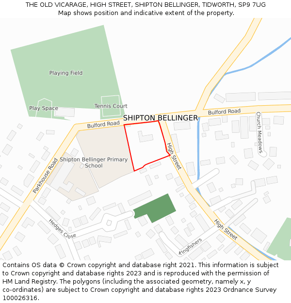 THE OLD VICARAGE, HIGH STREET, SHIPTON BELLINGER, TIDWORTH, SP9 7UG: Location map and indicative extent of plot