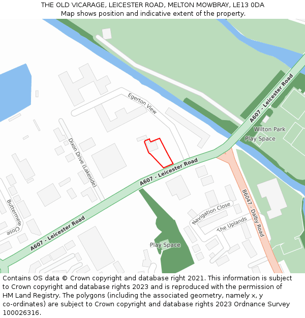 THE OLD VICARAGE, LEICESTER ROAD, MELTON MOWBRAY, LE13 0DA: Location map and indicative extent of plot