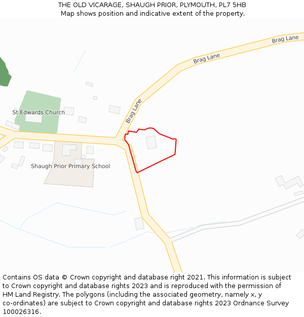 THE OLD VICARAGE, SHAUGH PRIOR, PLYMOUTH, PL7 5HB: Location map and indicative extent of plot