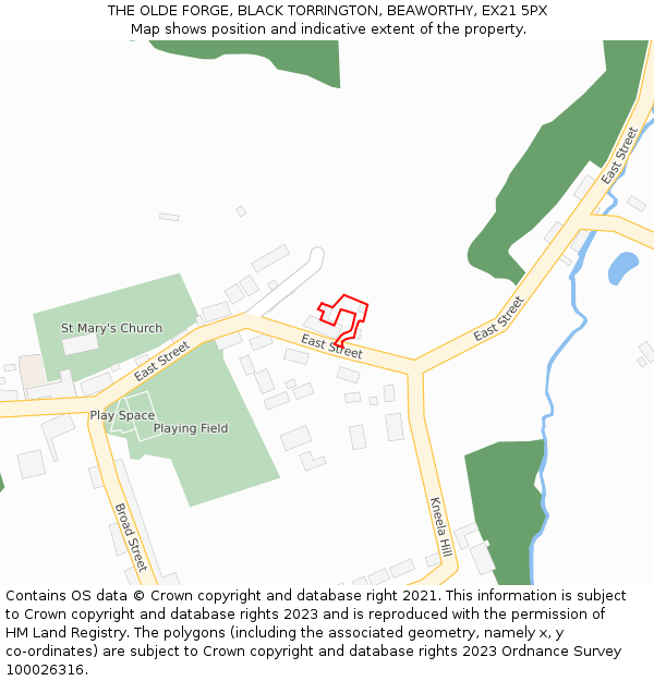 THE OLDE FORGE, BLACK TORRINGTON, BEAWORTHY, EX21 5PX: Location map and indicative extent of plot