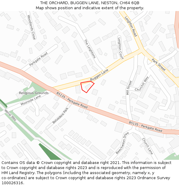 THE ORCHARD, BUGGEN LANE, NESTON, CH64 6QB: Location map and indicative extent of plot