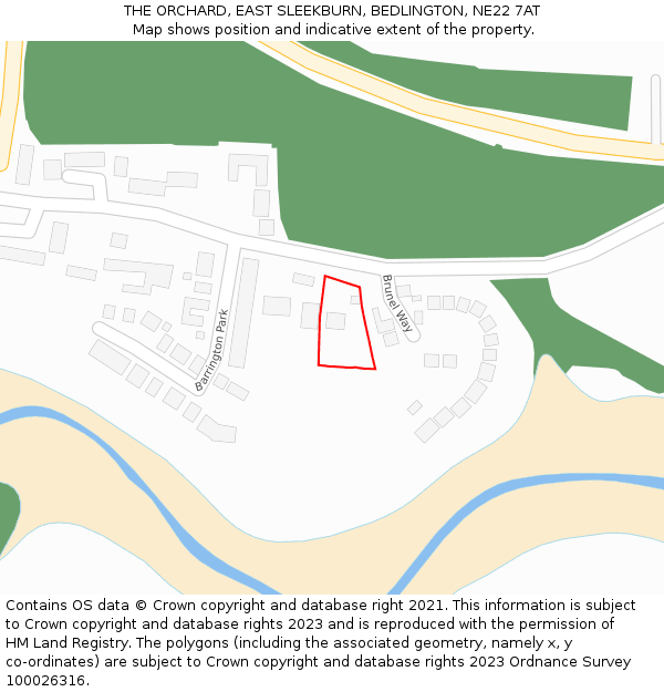 THE ORCHARD, EAST SLEEKBURN, BEDLINGTON, NE22 7AT: Location map and indicative extent of plot