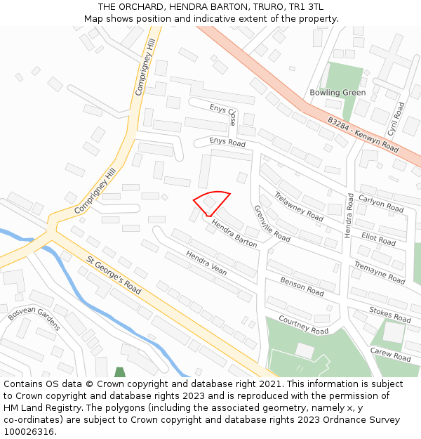 THE ORCHARD, HENDRA BARTON, TRURO, TR1 3TL: Location map and indicative extent of plot