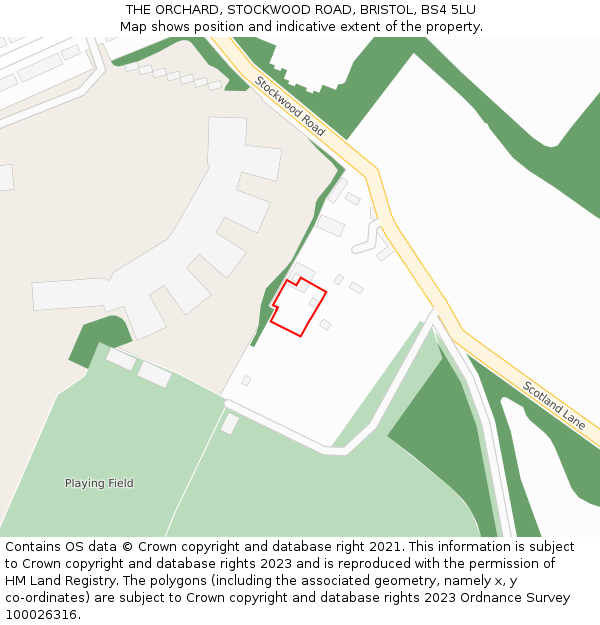 THE ORCHARD, STOCKWOOD ROAD, BRISTOL, BS4 5LU: Location map and indicative extent of plot
