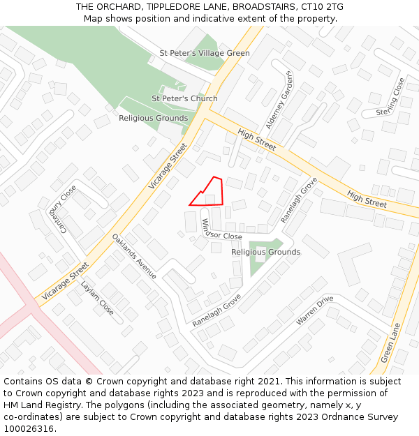 THE ORCHARD, TIPPLEDORE LANE, BROADSTAIRS, CT10 2TG: Location map and indicative extent of plot