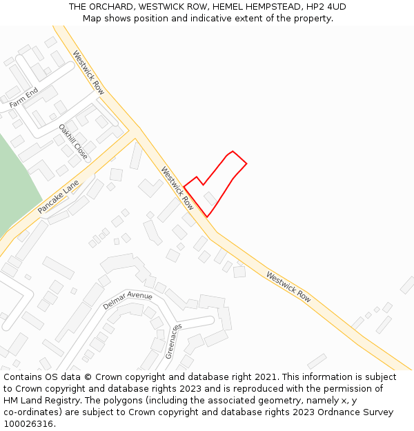 THE ORCHARD, WESTWICK ROW, HEMEL HEMPSTEAD, HP2 4UD: Location map and indicative extent of plot