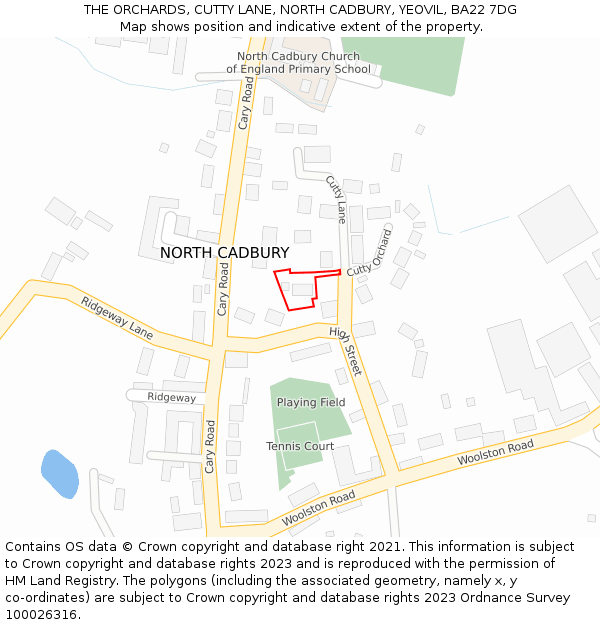 THE ORCHARDS, CUTTY LANE, NORTH CADBURY, YEOVIL, BA22 7DG: Location map and indicative extent of plot