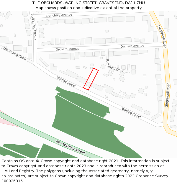 THE ORCHARDS, WATLING STREET, GRAVESEND, DA11 7NU: Location map and indicative extent of plot
