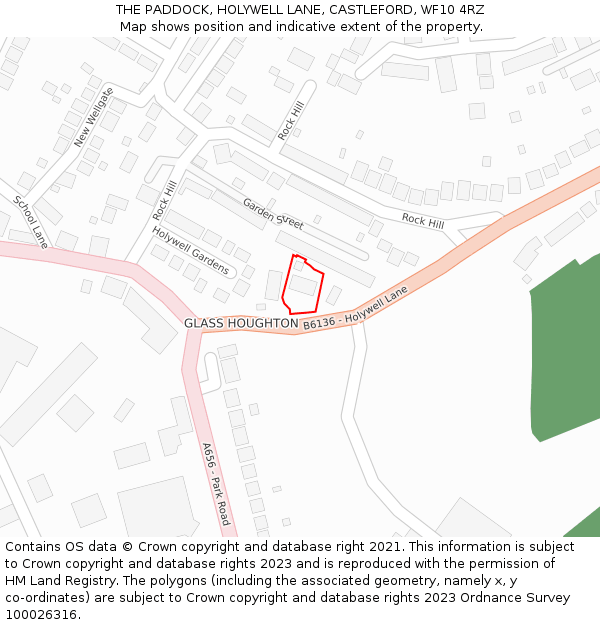 THE PADDOCK, HOLYWELL LANE, CASTLEFORD, WF10 4RZ: Location map and indicative extent of plot