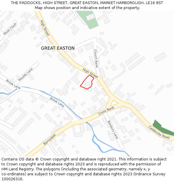 THE PADDOCKS, HIGH STREET, GREAT EASTON, MARKET HARBOROUGH, LE16 8ST: Location map and indicative extent of plot