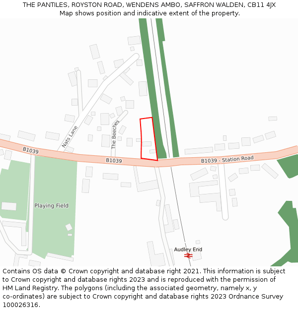 THE PANTILES, ROYSTON ROAD, WENDENS AMBO, SAFFRON WALDEN, CB11 4JX: Location map and indicative extent of plot