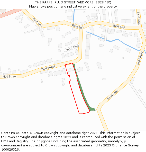 THE PARKS, PLUD STREET, WEDMORE, BS28 4BQ: Location map and indicative extent of plot