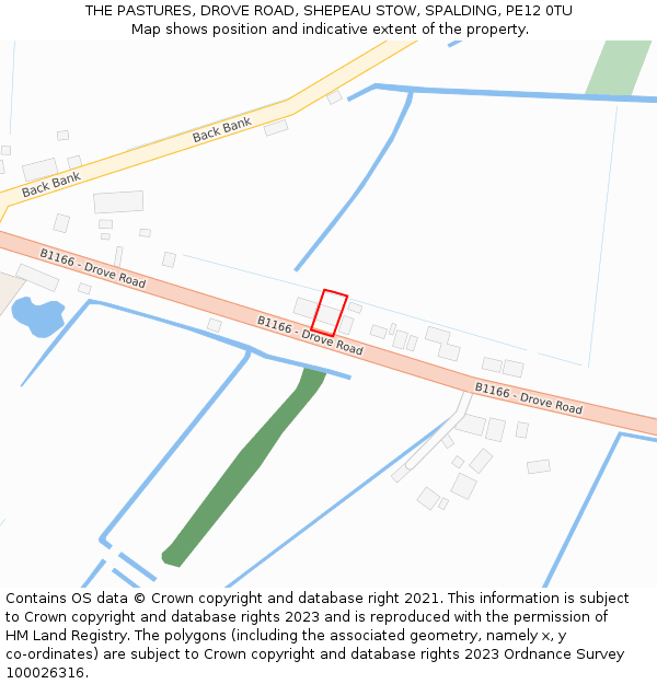THE PASTURES, DROVE ROAD, SHEPEAU STOW, SPALDING, PE12 0TU: Location map and indicative extent of plot