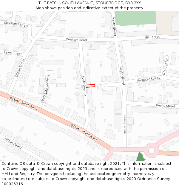 THE PATCH, SOUTH AVENUE, STOURBRIDGE, DY8 3XY: Location map and indicative extent of plot