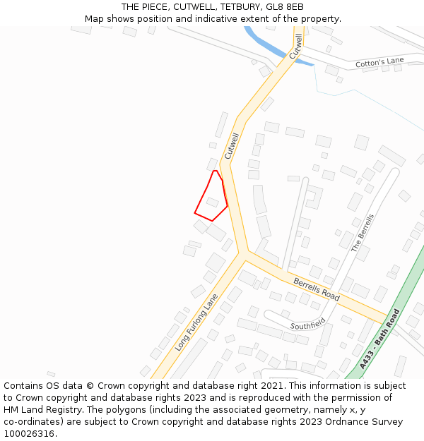 THE PIECE, CUTWELL, TETBURY, GL8 8EB: Location map and indicative extent of plot