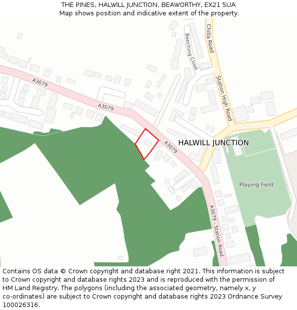 THE PINES, HALWILL JUNCTION, BEAWORTHY, EX21 5UA: Location map and indicative extent of plot