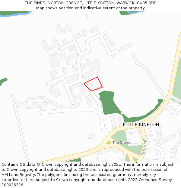 THE PINES, NORTON GRANGE, LITTLE KINETON, WARWICK, CV35 0DP: Location map and indicative extent of plot