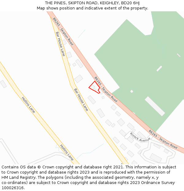 THE PINES, SKIPTON ROAD, KEIGHLEY, BD20 6HJ: Location map and indicative extent of plot