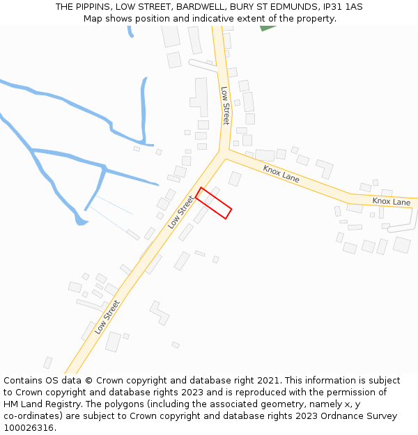 THE PIPPINS, LOW STREET, BARDWELL, BURY ST EDMUNDS, IP31 1AS: Location map and indicative extent of plot