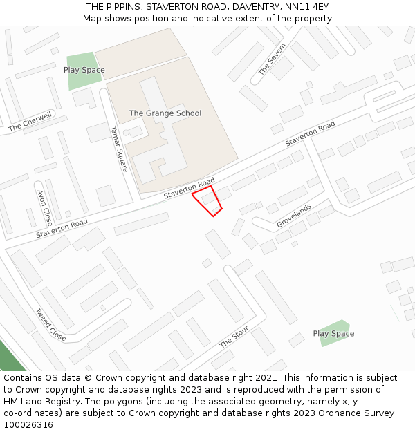 THE PIPPINS, STAVERTON ROAD, DAVENTRY, NN11 4EY: Location map and indicative extent of plot