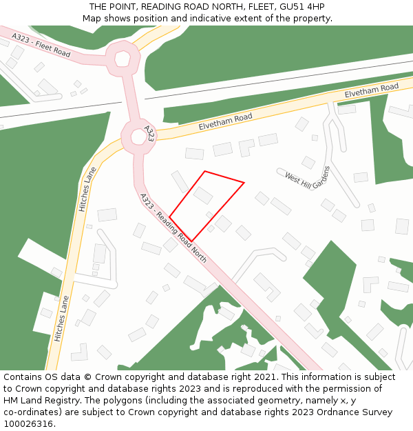 THE POINT, READING ROAD NORTH, FLEET, GU51 4HP: Location map and indicative extent of plot