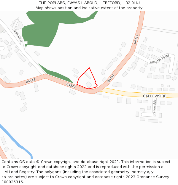 THE POPLARS, EWYAS HAROLD, HEREFORD, HR2 0HU: Location map and indicative extent of plot