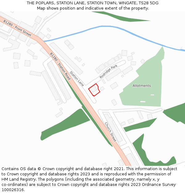 THE POPLARS, STATION LANE, STATION TOWN, WINGATE, TS28 5DG: Location map and indicative extent of plot