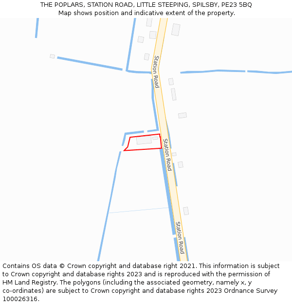 THE POPLARS, STATION ROAD, LITTLE STEEPING, SPILSBY, PE23 5BQ: Location map and indicative extent of plot