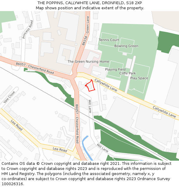 THE POPPINS, CALLYWHITE LANE, DRONFIELD, S18 2XP: Location map and indicative extent of plot
