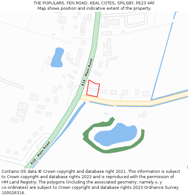 THE POPULARS, FEN ROAD, KEAL COTES, SPILSBY, PE23 4AF: Location map and indicative extent of plot