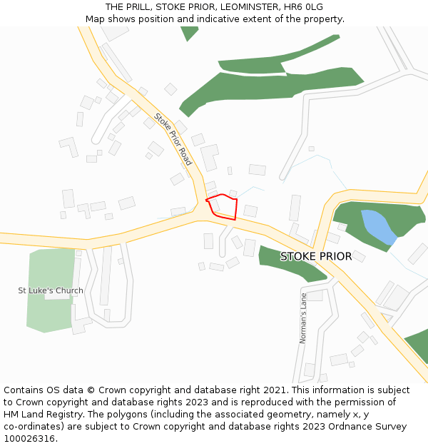 THE PRILL, STOKE PRIOR, LEOMINSTER, HR6 0LG: Location map and indicative extent of plot