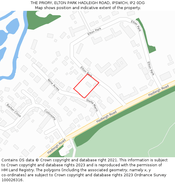 THE PRIORY, ELTON PARK HADLEIGH ROAD, IPSWICH, IP2 0DG: Location map and indicative extent of plot