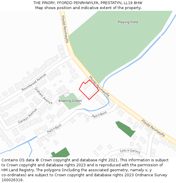 THE PRIORY, FFORDD PENRHWYLFA, PRESTATYN, LL19 8HW: Location map and indicative extent of plot