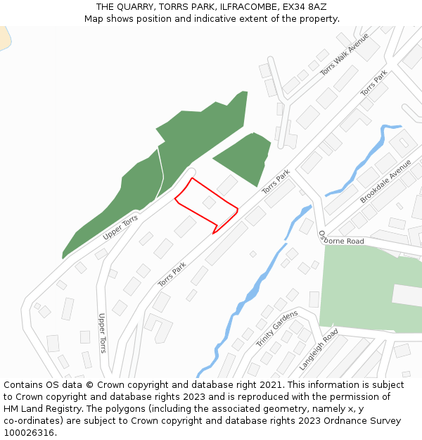 THE QUARRY, TORRS PARK, ILFRACOMBE, EX34 8AZ: Location map and indicative extent of plot