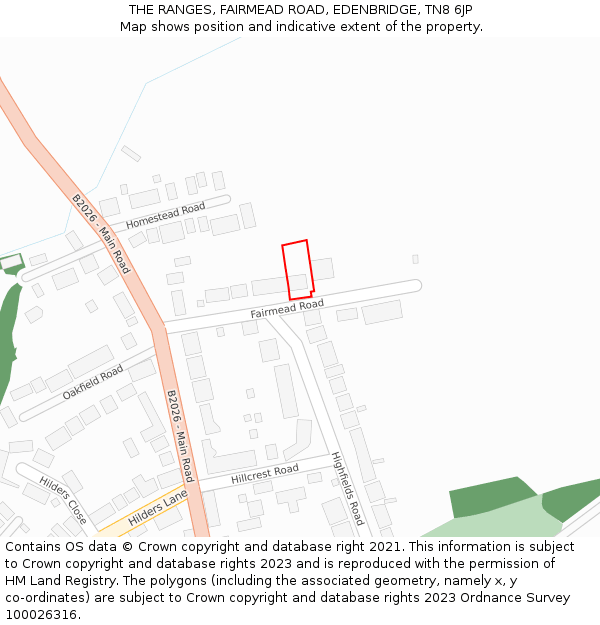 THE RANGES, FAIRMEAD ROAD, EDENBRIDGE, TN8 6JP: Location map and indicative extent of plot