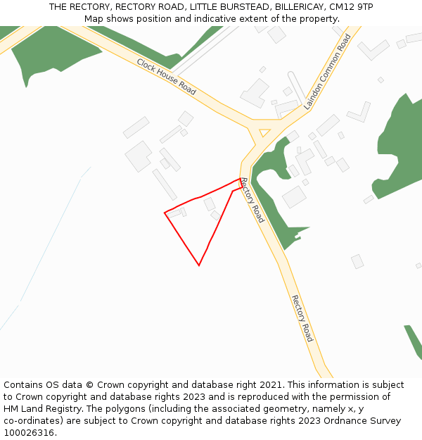 THE RECTORY, RECTORY ROAD, LITTLE BURSTEAD, BILLERICAY, CM12 9TP: Location map and indicative extent of plot