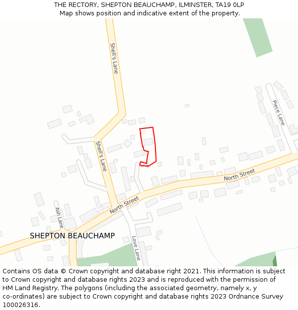 THE RECTORY, SHEPTON BEAUCHAMP, ILMINSTER, TA19 0LP: Location map and indicative extent of plot