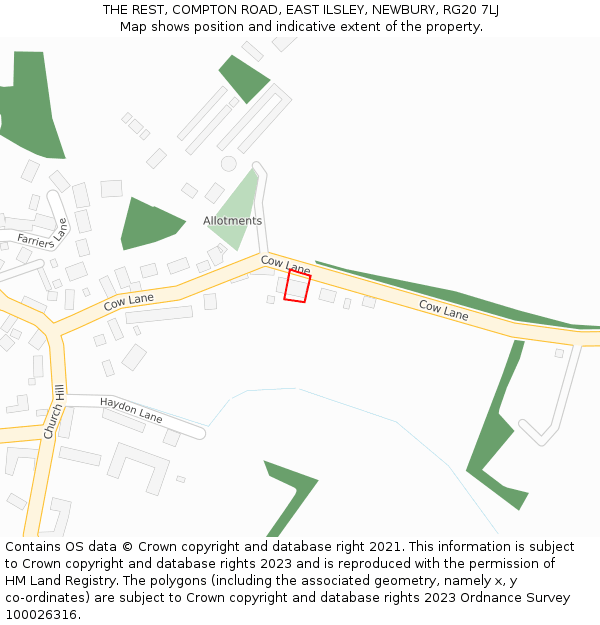 THE REST, COMPTON ROAD, EAST ILSLEY, NEWBURY, RG20 7LJ: Location map and indicative extent of plot