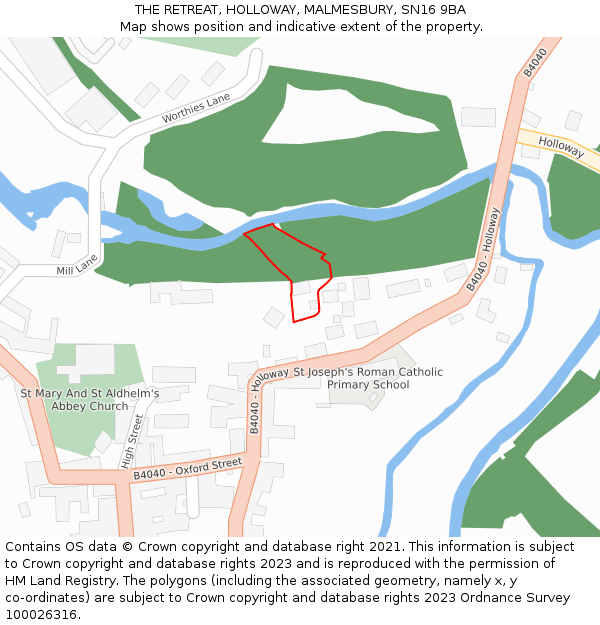 THE RETREAT, HOLLOWAY, MALMESBURY, SN16 9BA: Location map and indicative extent of plot