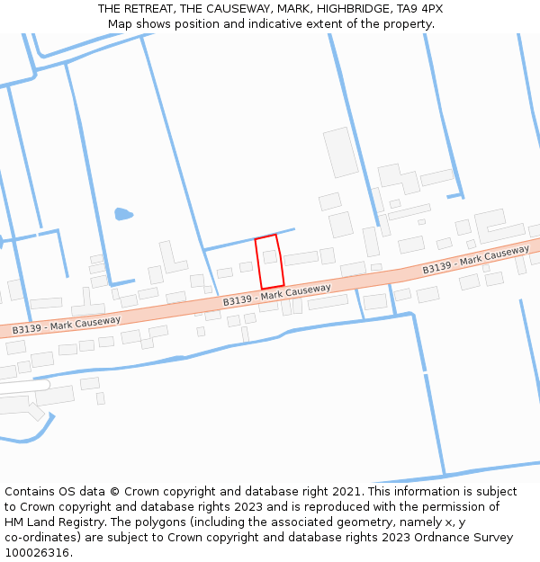 THE RETREAT, THE CAUSEWAY, MARK, HIGHBRIDGE, TA9 4PX: Location map and indicative extent of plot