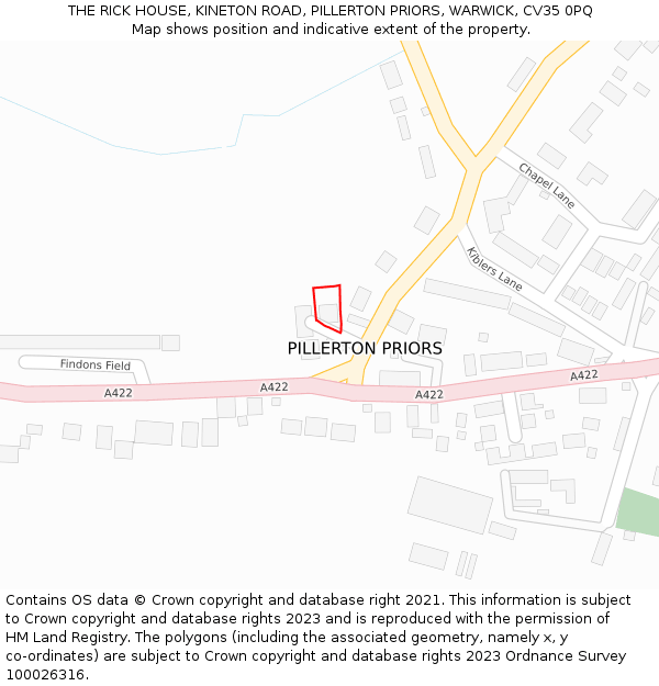 THE RICK HOUSE, KINETON ROAD, PILLERTON PRIORS, WARWICK, CV35 0PQ: Location map and indicative extent of plot