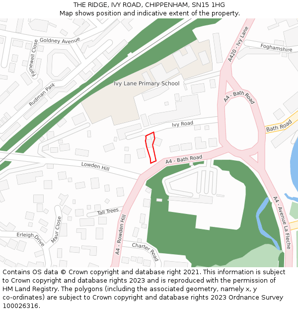 THE RIDGE, IVY ROAD, CHIPPENHAM, SN15 1HG: Location map and indicative extent of plot