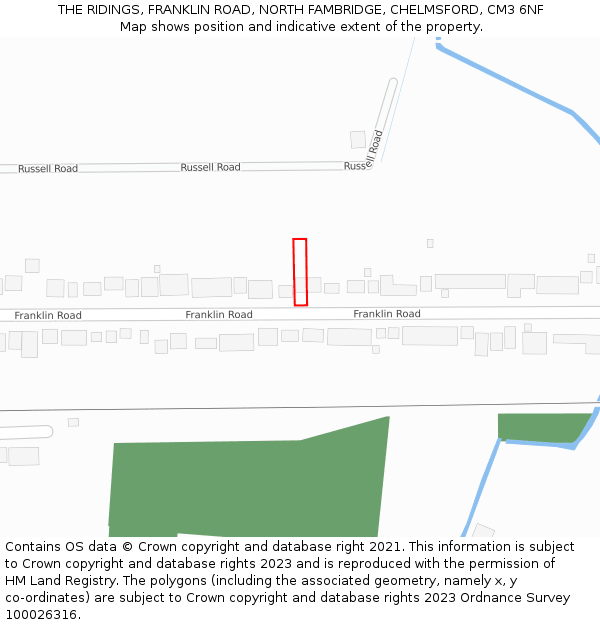 THE RIDINGS, FRANKLIN ROAD, NORTH FAMBRIDGE, CHELMSFORD, CM3 6NF: Location map and indicative extent of plot