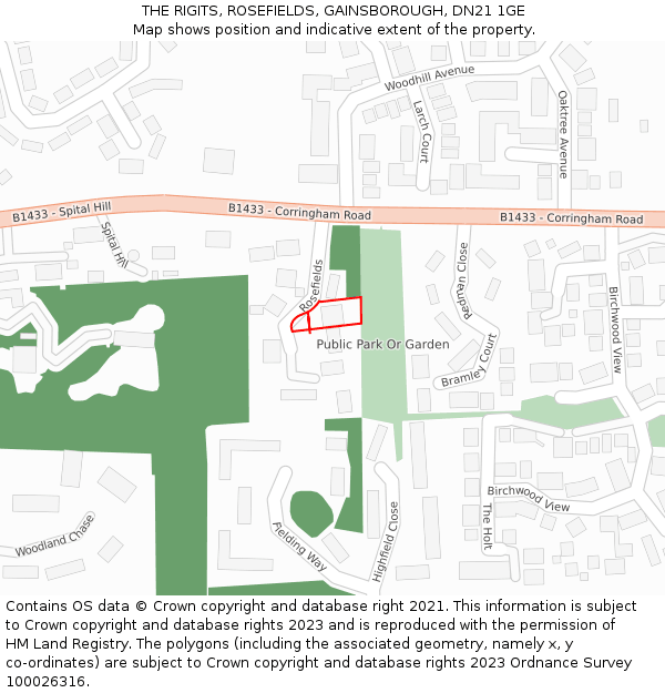 THE RIGITS, ROSEFIELDS, GAINSBOROUGH, DN21 1GE: Location map and indicative extent of plot