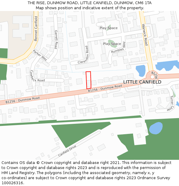 THE RISE, DUNMOW ROAD, LITTLE CANFIELD, DUNMOW, CM6 1TA: Location map and indicative extent of plot