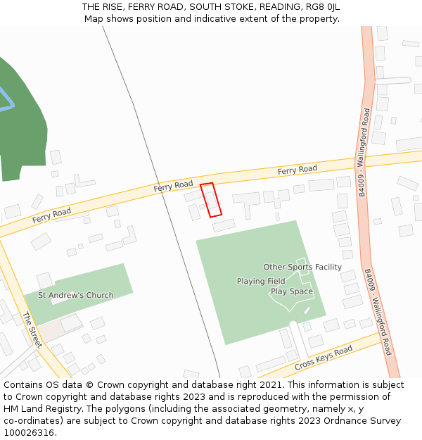 THE RISE, FERRY ROAD, SOUTH STOKE, READING, RG8 0JL: Location map and indicative extent of plot