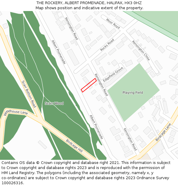 THE ROCKERY, ALBERT PROMENADE, HALIFAX, HX3 0HZ: Location map and indicative extent of plot