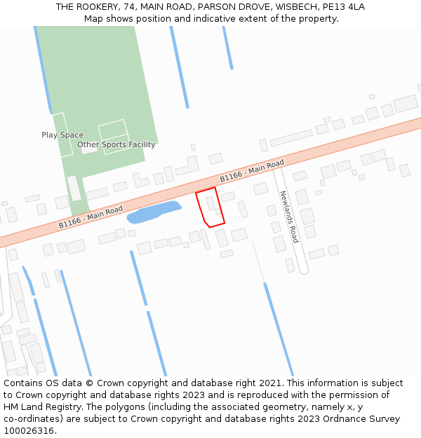 THE ROOKERY, 74, MAIN ROAD, PARSON DROVE, WISBECH, PE13 4LA: Location map and indicative extent of plot