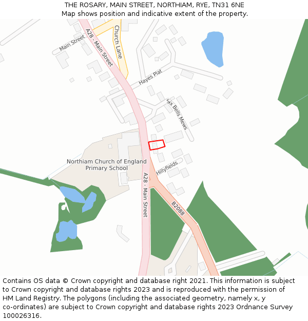 THE ROSARY, MAIN STREET, NORTHIAM, RYE, TN31 6NE: Location map and indicative extent of plot