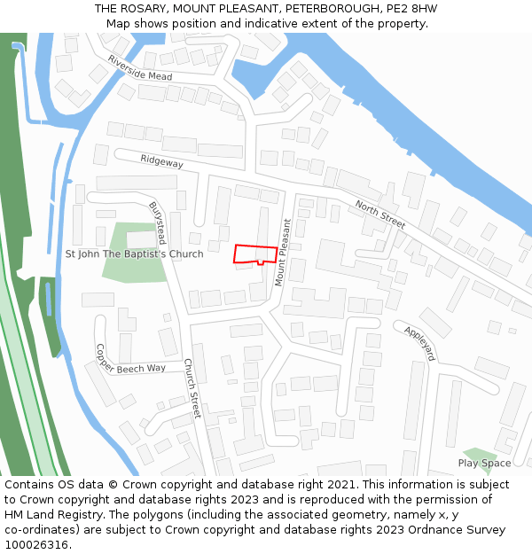 THE ROSARY, MOUNT PLEASANT, PETERBOROUGH, PE2 8HW: Location map and indicative extent of plot